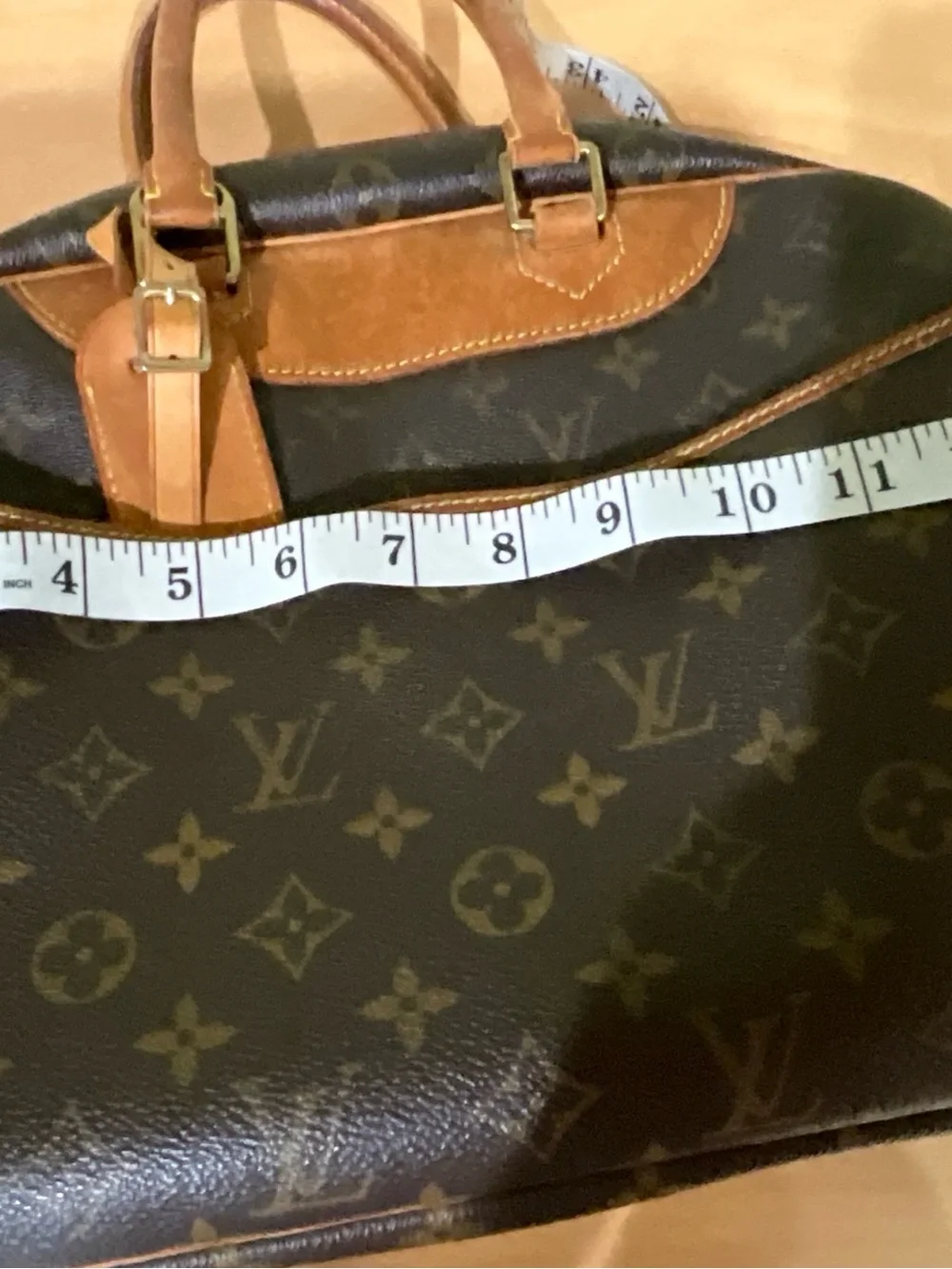 Louis Vuitton Brown Monogram Satchel with Tan Leather Trim